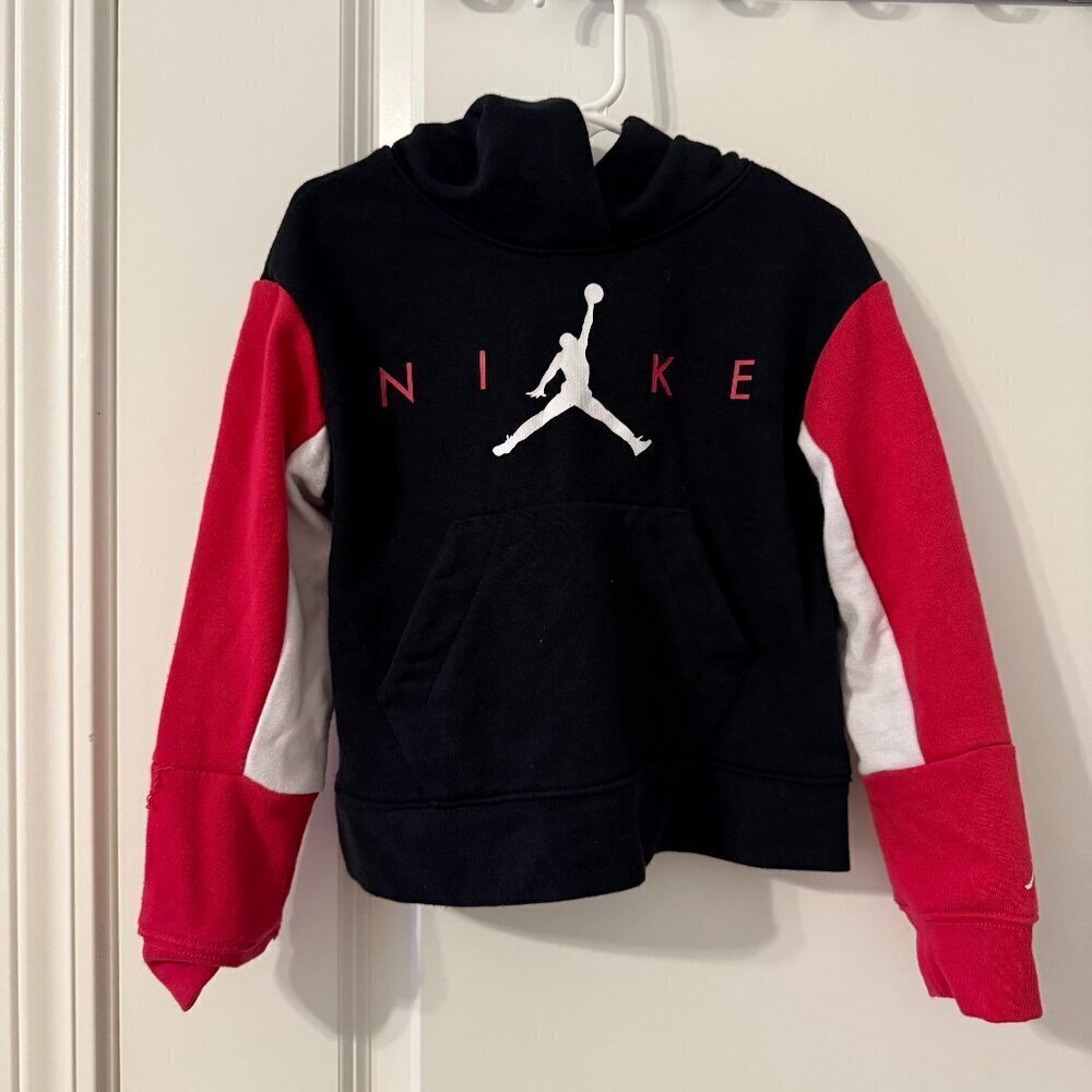 Nike Air Jordan Kids Hoodie - Black/Red/White Jumpman Logo Sweatshirt Size 4 - Picture 2 of 5